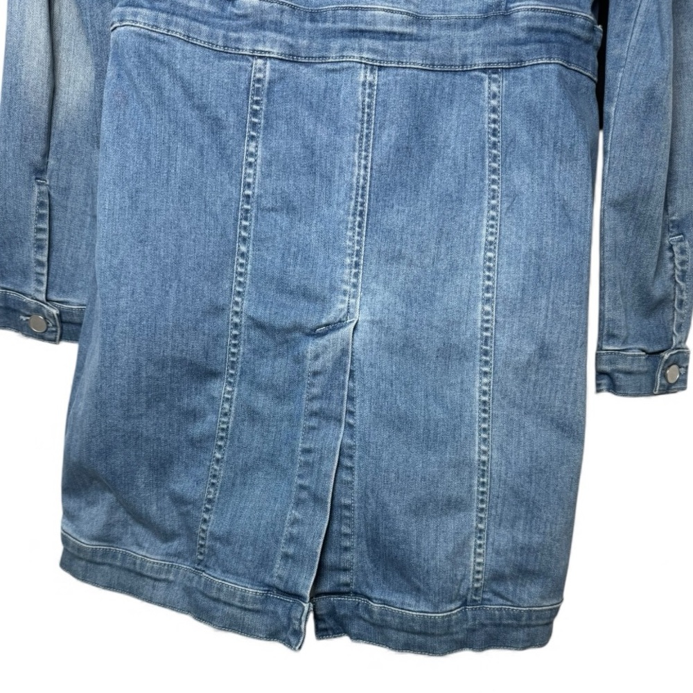 bebe NWT 3-in-1 Denim Trench Coat w/ Removable Hoodie Small - Picture 14 of 16